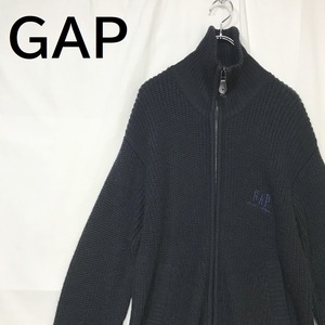 【人気】GAP/ギャップ ジップアップ ニット ブルゾン アウター ブラック サイズM オールド/S5230