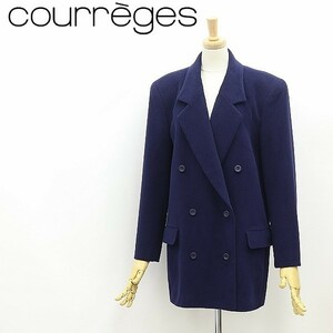 ◆courreges クレージュ ウール ダブル ハーフ コート 紺 ネイビー 9AR