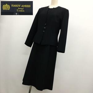 HARDY AMIES ハーディ エイミス 英国王室御用達 ブラックフォーマル セットアップ ノーカラージャケット ワンピース 喪服礼服 7号