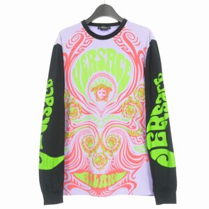 ヴェルサーチ ヴェルサーチェ VERSACE メデューサミュージック ロングスリーブ Tシャツ 長袖 カットソー S 紫 パープル