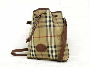 ◆美品◆BURBERRY バーバリー◆ノバチェック◆PVC カーフ レザー 本革◆ショルダー バッグ◆ベージュ 茶 ゴールド金具◆ロゴ型押し◆A5726