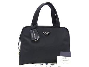 1円 ■美品■ PRADA プラダ テスートナイロン カデナ 南京錠 パドロック ハンドバッグ トートバッグ レディース ブラック系 FJ2672