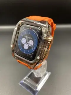 Apple Watch クリア バンド ラバー44 45 オレンジ G30-g