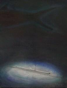 『深海』　オリジナルシュールレアリズム的幻想絵画　F0号油絵（油彩）