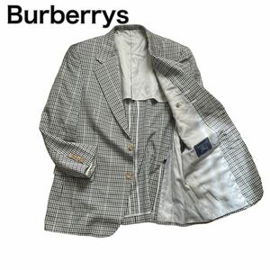 Burberrys バーバリー テーラードジャケットシルク L相当 チェック 三陽商会 ビジネス紳士