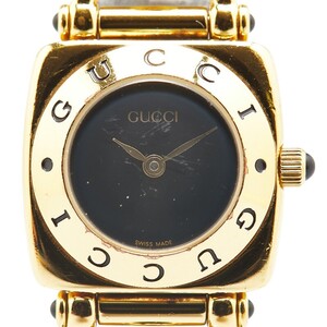 グッチ ホースビット 腕時計 6300L クオーツ ブラック文字盤 ステンレススチール レザー レディース GUCCI 【中古】