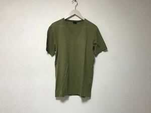 本物ジルサンダーJILSANDERコットンVネック半袖TシャツメンズサーフアメカジミリタリーストリートスケーターワークカーキLイタリア製