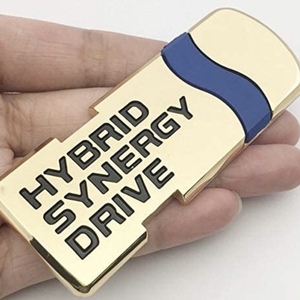 ゴールド　HYBRID 車のステッカープレートエンブレムクロームメタルハイブリッド