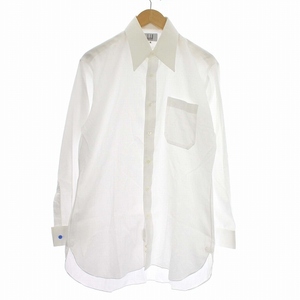 ダンヒル dunhill オーダーメイド ワイシャツ カフスボタン チェック柄 長袖 シャツ 白 ホワイト /☆G メンズ