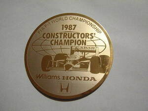 F1 1987 Williams HONDA ウィリアムズ ホンダ コンストラクターズチャンピオン獲得記念 アルミプレート 検)鈴鹿 レッドブル F-1 フェラーリ