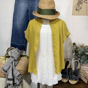 SIMPLICITE ＊2WAYオーバーブラウス＊ カシュクールブラウス/2WAYトップス/リネン混シャツブラウス