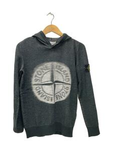 STONE ISLAND◆COMPASS LOGO KNITTED HOODIE/L/ウール/BLK/6715549A4/