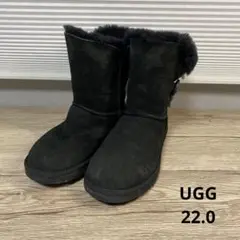 s1156【UGG】アグ ベイリーボタン ショートブーツ 黒 ムートン☆訳あり