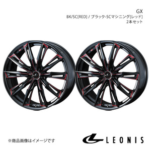 LEONIS/GX ランサーエボリューション10 CZ4A アルミホイール2本セット【18×8.0J 5-114.3 INSET42 BK/SC[RED]】0039378×2