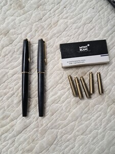 2本セットMONTBLANC モンブラン　ブラック×ゴールドカラー　ボールペン　万年筆　文房具　筆記用具 現状品　ジャンク