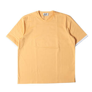美品 HERMES エルメス Tシャツ サイズ:M 23SS レイヤード クルーネック 半袖Tシャツ piqures Sellier イエロー系 イタリア製 トップス