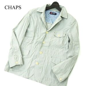 CHAPS チャップス ラルフローレン 通年 長袖 ストライプ★ ワーク ジャケット カバーオール Sz.M　メンズ グレー　A3T00658_1#O