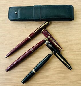 【BEF2882a】1円～ 筆記用具 まとめ 3点 万年筆 14K ボールペン MONTBLANC モンブラン SAILOR ペン先 18K 筆記未確認 ケース付き