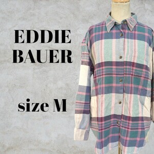 〇〇EDDIE BAUER　エディー・バウアー　 チェック シャツ　M　グリーン