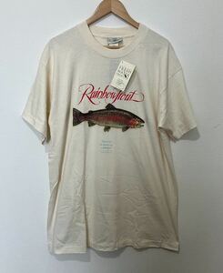 【未使用】USA製 90’s FRESH WATER FRONTIER 半袖プリントTシャツ Rainbow Trout ニジマス ヘンリー ディヴィッド ソロー デッドストック