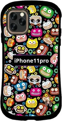 iPhone 11pro対応スマホケース かわいい カラフル ブラック