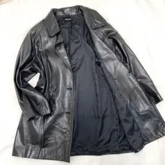 【美品】SUN LEATHER ブラックレザーコート 11 大きいサイズ