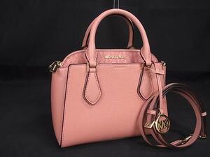 1円 ■美品■ MICHAEL KORS マイケルコース MK柄 レザー×PVC 2WAY ハンドバッグ トート ショルダー レディース ピンク系 FJ3045