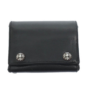 クロムハーツ CHROME HEARTS 3FOLD CROSS PATCH WALLET 3フォールド セメタリー クロス パッチ ウォレット レザー 三つ折り 財布 黒 ブラッ