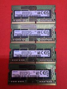Samsung 8GB 1Rx16 PC4-3200AA-SC0-11 ノートパソコン用DDR4メモリ　8GB 4枚セット計32GB　管20
