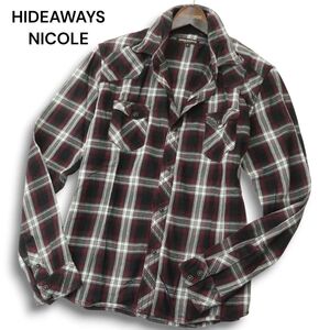 HIDEAWAYS NICOLE ハイダウェイ ニコル 秋冬★ フランネル チェック ウエスタン シャツ 長袖 スリム Sz.48 メンズ　A4T11448_A#B