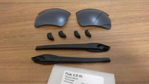 超お買い得！イヤーソック・ノーズパッドSET★オークリー フラック 2.0 XL用 カスタム偏光レンズ BLACK IRIDIUM Polarized Flak 2.0XL