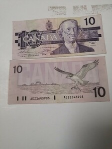 CANADA旧紙幣10ドル札10枚合計100ドル