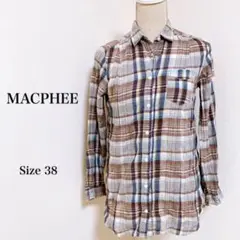MACPHEE マカフィー チェック シャツ 長袖 薄手 変形デザイン 38