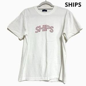 SHIPS シップス ピンクロゴ M 半袖 Tシャツ　ホワイト