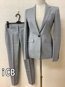 アイシービー (iCB) タグ付き パンツスーツ グレー格子柄 新品同様 サイズ上下とも00