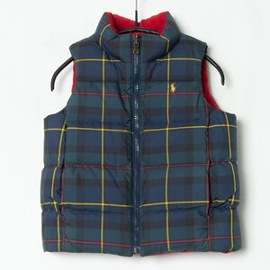 Polo Ralph Lauren ポロラルフローレン サイズ4 キッズ リバーシブルダウンベスト チェック柄 コーデュロイ 秋冬 アウター カジュアル