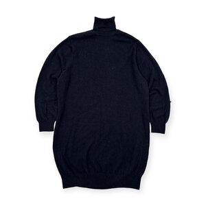 カシミヤ100%◆UNIQLO ユニクロ × JW ANDERSON タートルネック 袖リボンデザイン 長袖 ニット ワンピース L/ネイビー系