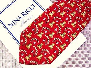 【在庫処分セール】●特売●FK0610●【NINA RICCI】ニナリッチ【くま テディベア 草花 柄】ネクタイ●