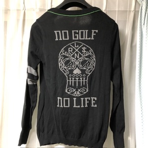 値下げ！NO GOLF NO LIFE カーディガン　サイズM バック髑髏 ニットカーディガン