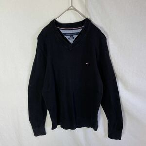 TOMMY HILFIGER Ｖネックニットセーター　古着　Sサイズ　ブラック