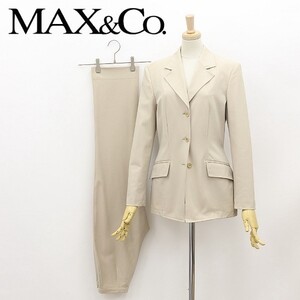 ◆MAX&Co. マックスマーラ ストレッチ 3釦 ジャケット＆パンツ スーツ セットアップ ライトベージュ 36