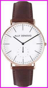 【アリーデノヴォ ALLY DENOVO】HERITAGE SMALL EYE　クォーツ ホワイト　ブラウン　AM5001-6