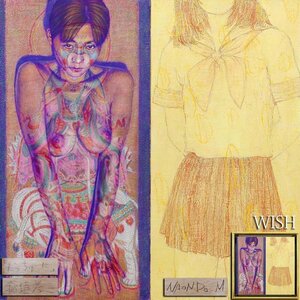 【真作】【WISH】稲垣考二 増田直人「だっちゅーに」 油彩 10号 1999年作 ◆二人展出品作 二作品一額装 妖艶裸婦と女子高生　#24072406