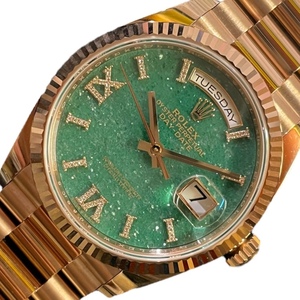 ロレックス ROLEX デイデイト グリーンアベンチュリン 128235 K18ローズゴールド 腕時計 メンズ 中古