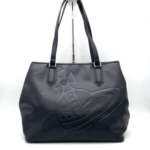 1円 極美品 Vivienne Westwood ヴィヴィアンウエストウッド レザー オーブ ブラック トートバッグ ショルダー 肩掛け 黒