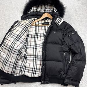 【名作!!!希少!!!】BURBERRY BLACK LABEL バーバリーブラックレーベル ダウンジャケット 3way 黒 ノバチェック ホースロゴ メンズ