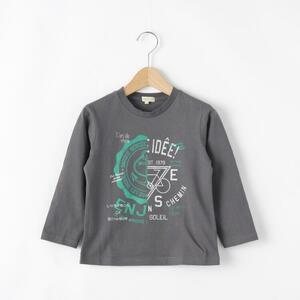 新品 HusHusH(Kids) アメカジテイストプリント長袖Ｔシャツ チャコールグレー 14(140cm) 定価1089円