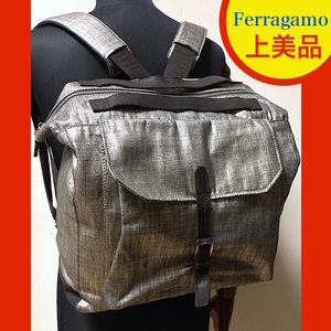 9Z241201B 上美品 Ferragamo フェラガモ メンズ 2WAY リュック ブリーフケース 検 トートバッグ ショルダーバッグ ボストン レザー