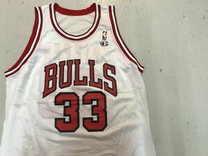 【古着GAME TOPS レア美品champion NBA BULLS PIPPENユニフォームタンクトップ白48】ブルズピッペンバスケットボールTHELASTDANCET.