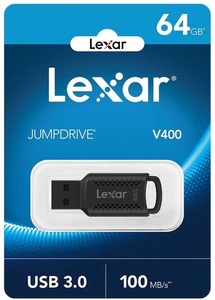 64GB フラッシュドライブ Lexar JumpDrive Flash Drive V400 USBメモリ 64GB USB3.0 100MB/s LJDV400064G-BNBNG レキサー ブラック